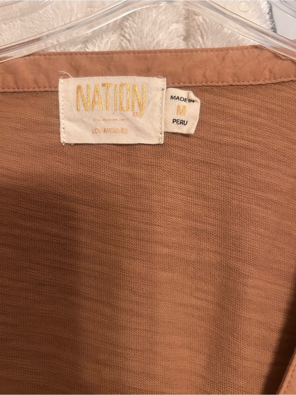 Nation LTD Tan Long-Sleeve V-Neck Henley Ivy Top M